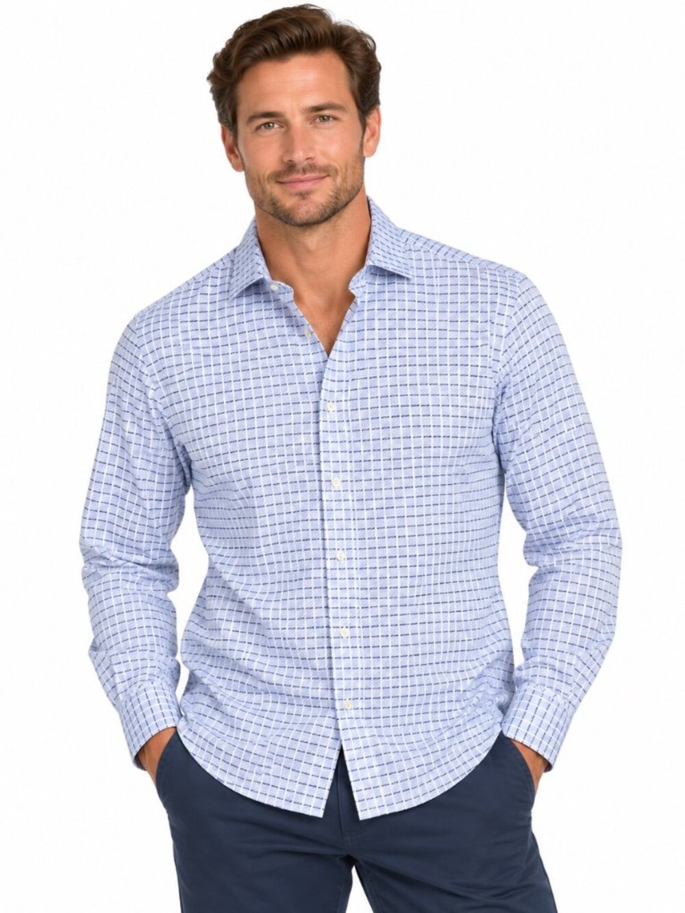 Ted Baker Endurance Men's Long Sleeve Shirt Blue Plaid Check Size 38